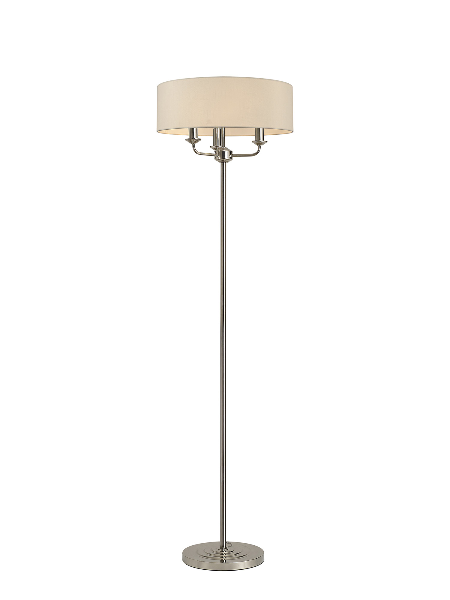DK0884  Banyan 45cm 3 Light Floor Lamp Polished Nickel, Ivory Pearl